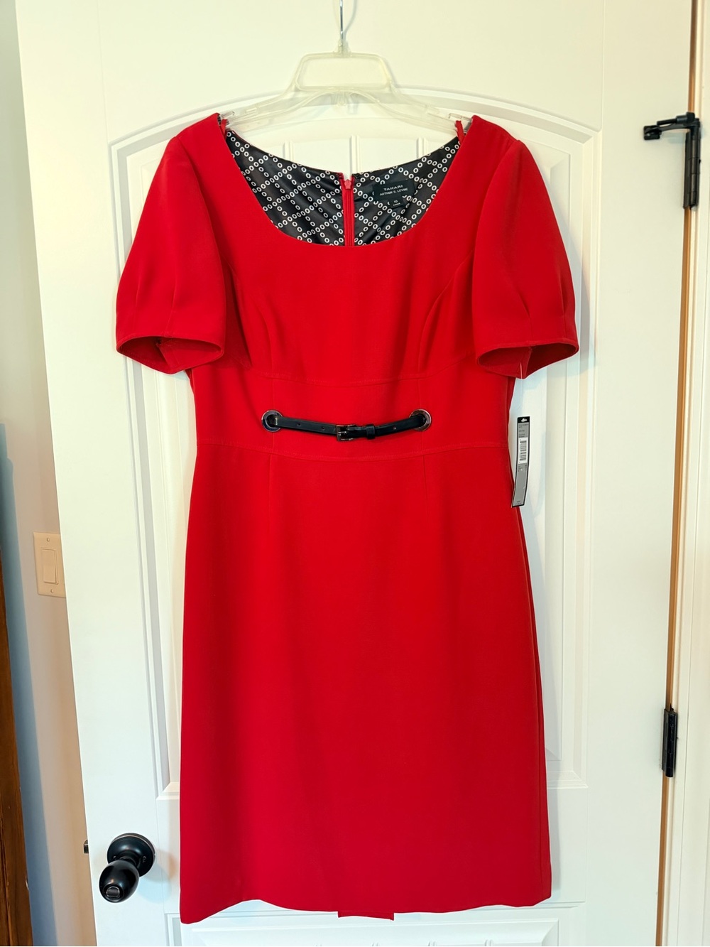Tahari Red Belted Short-Sleeve Women's Dress Size 10